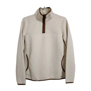 Jones New York Quilted Pullover Sweatshirt Womens Med 1/4 Snap Mock Neck Pockets